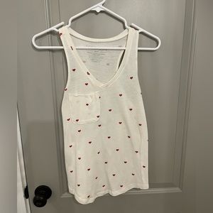Fifth Sun size small cream tank with hearts and pocket